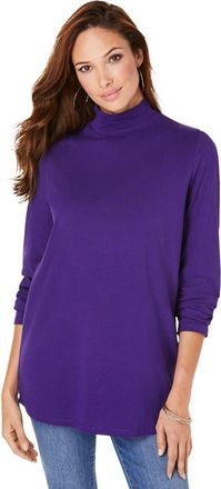 Roaman's Long Sleeve Mockneck Ultimate Tee in Midnight Violet at Nordstrom, Size 5X