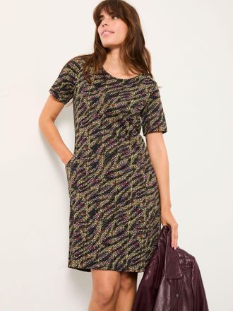 Fat Face FatFace Simone Black Sketchy Texture Petite Jersey Dress