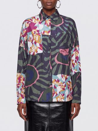 Dries Van Noten Camicia in viscosa con stampa patchwork astratta
