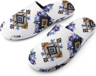 Generic Boho Western Aztec Design Mens Slippers Warm Non-Slip Houes Shose Spa Slipper for Home Bedroom