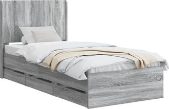 vidaXL Estructura De Cama Con Almacenamiento Y Cabecero Gris Sonoma Vidaxl
