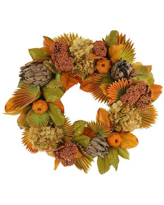 Creative Displays Inc. 26 Orange And Green Autumn Harvest Wreath With Protea And Pumpkins