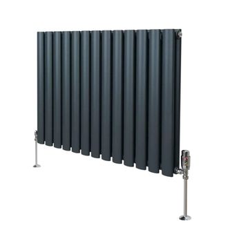 MonsterShop Oval Column Radiator & Valves - 600mm x 780mm - Anthracite Grey