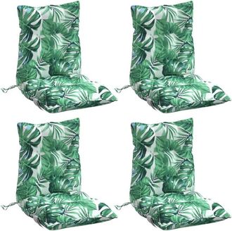 vidaXL Vidaxl - Cojines para silla respaldo bajo 4 uds tela estampado de hojas