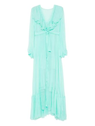 Miau by Clara Rotescu ruffled maxi dress - women - Fabric - 36 - Green