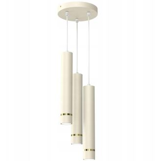 OEM Gratis. L&aacute;mpara Colgante De Tubo 3x Gu10, Suspendida Sobre Una Rueda, Car&aacute;mbano Dorado Beige