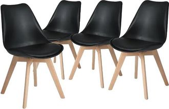 OEM Sillas De Comedor, Dise&ntilde;o Ergon&oacute;mico, Construcci&oacute;n Duradera, Color Negro - Juego De 4