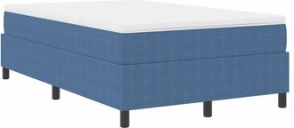 vidaXL Box Spring Bed Blue and White 120 x 190 cm Corduroy Fabric vidaXL