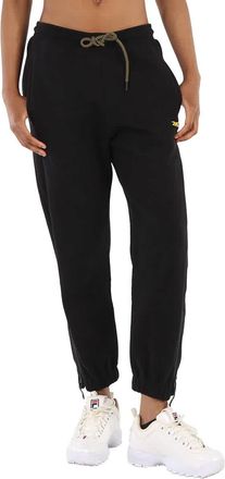 Reebok Ladies Black Logo-embroidered Track Pants
