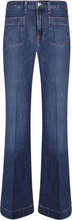 7 For All Mankind Modern Dojo Patch Pocket Jeans - Dames - Flared Jeans - Blauw - W27 - Katoen - Jeans
