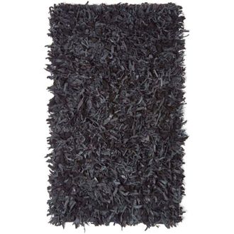 Homescapes Homescapes - Dallas Leather Shaggy Rug Black, 150 x 240 cm