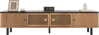 STILVORA Mueble Tv Con 2 Puertas Correderas Y 1 Puerta Rejilla, Estilo Moderno, 190&times;35&times;45 Cm, En Mdf Y Tablero De Part&iacute;culas, Roble