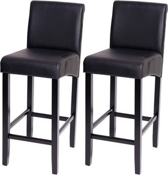 Hhg [NON UTILIZZATO] Coppia sgabelli alti HHG-717 Lounge legno ecopelle, nero piedi scuri