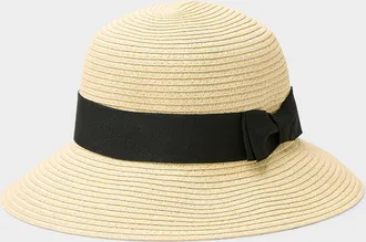 Simons Womens Ribbon bow paper Cloche Hat