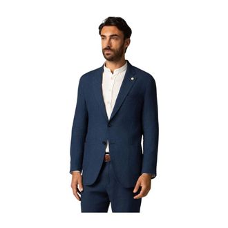 Brooks Brothers Jassen, Heren, Blauw, 3Xl, Linnen, Linnen Enkelrijige Blazer