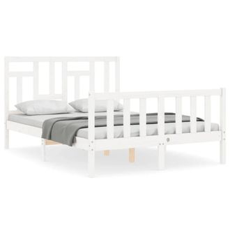 Berkfield Home Bed Frame with Headboard White 140x190 cm Solid Wood
