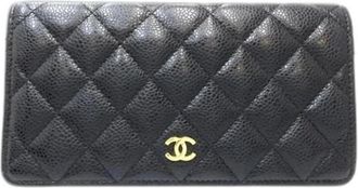 Chanel Pre-owned Lange portemonnee (bi-fold) - Dames - Vintage Accessoires - Zwart - ONE Size - Leer - Vintage