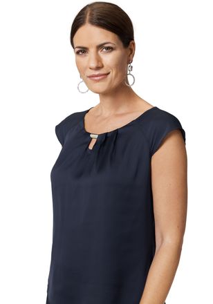 Hermann Lange Shirttop SOPHIE, Damen, Gr. 38, blau (marine), Web, Obermaterial: 100% Polyester, HERMANN LANGE COLLECTION, unifarben, regular fit h&uuml;ftbedeckend, Rund