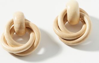 Simons Womens Faux-wood interlaced Hoop Earrings