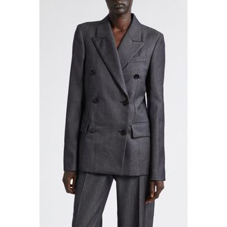 Balenciaga Double Breasted Wool Twill Jacket in 4100 Navy at Nordstrom, Size 38