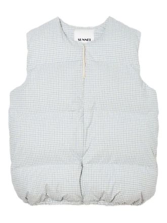 Sunnei checked puffy gilet - White
