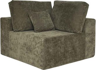 Oviala Sill&oacute;n rinconero para sof&aacute; modular en tela verde L 100 cm