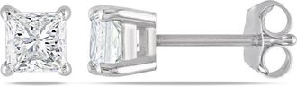 Amour 3/4 CT TW Princess Cut Diamond Stud Earrings In 14K White Gold