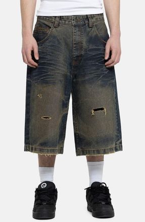 Jaded London Colossus Cinch Back Wide Leg Denim Shorts in Blue at Nordstrom, Size 30