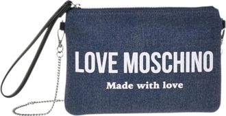 Love Moschino Clutches, female, Blue, Size: ONE SIZE Signature Love Denim Wallet
