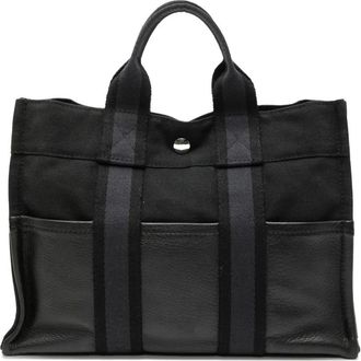 Herm&egrave;s 1990-2000 Canvas and Leather Fourre Tout PM tote bag - Blauw