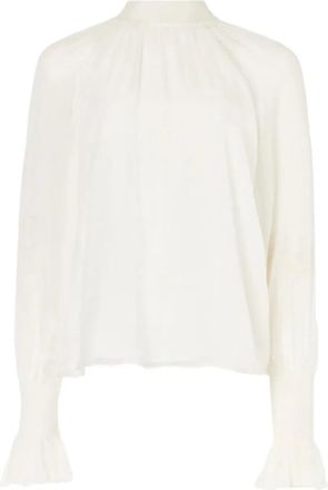 Temperley London Blusa Quintette a collo alto con ruches - Bianco