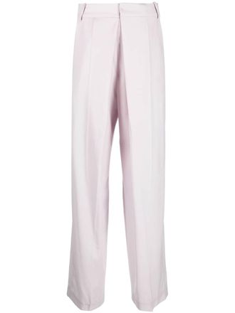 Low Classic pleat-detail cotton tailored trousers - Purple