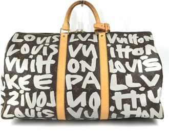 Louis Vuitton Brown White Monogram Canvas Boston Bag (Pre-Owned)