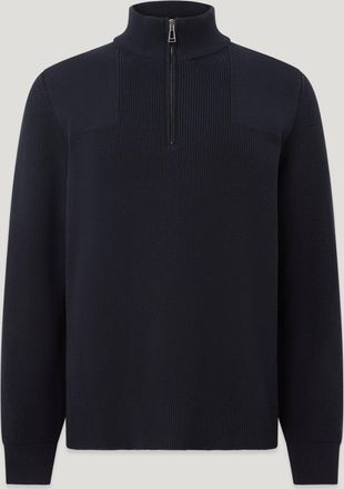 Belstaff Commander Quarter Zip Jumper Mens Organic Cotton Dark Ink Size 2XL