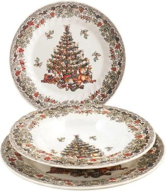 Churchill Servizio di Piatti Tavola Natalizio 18 Pezzi Season Greetings Stoneware