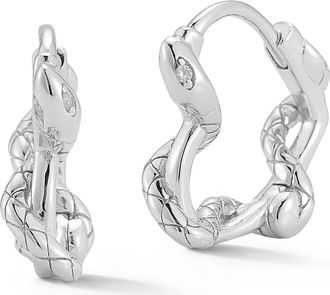 Glaze Jewelry Heart Snake Huggie Hoop Earrings in Silver at Nordstrom Rack