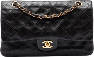 Chanel Pre-owned Classic Double Flap Shoulder Bag - Dames - Vintage Schoudertas - Zwart - ONE Size - Leer - Vintage