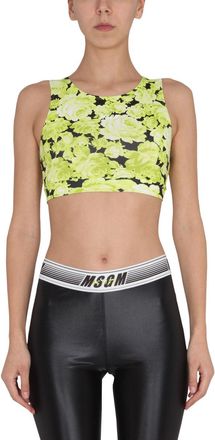Msgm Floral Print Cropped Top-Donna