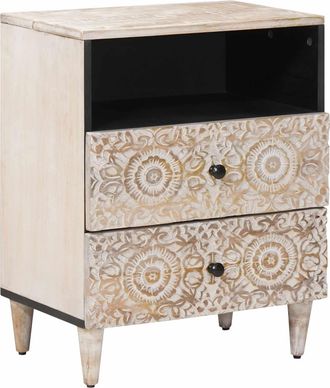 vidaXL Mueble Cama 50 X 33 X 60 Cm Madera De Mango Maciza Vidaxl