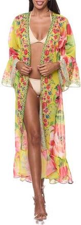 Ranee&rsquo;s Floral Ruffle Duster in Yellow at Nordstrom Rack