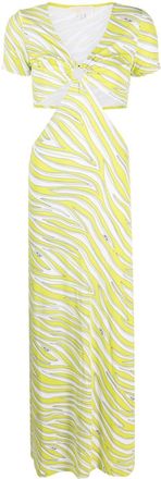 Michael Michael Kors zebra-print cut-out maxi dress - women - Viscose/Elastane - L - Green