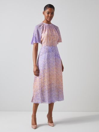 L.k. Bennett Womens Elowen Dresses,Multi Lavender - Purple - Size 14 UK