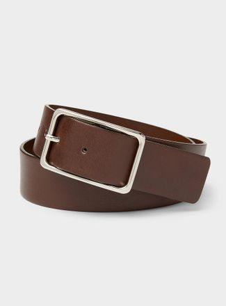 Simons Womens Silver rectangle buckle wide leather belt