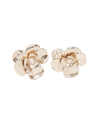 Chanel 2024 Camellia Cc Crystal Earrings (Authentic Pre-Loved)