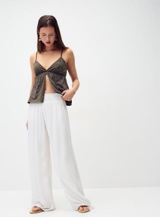 Twik Womens Smocked-waist crinkled-finish pant