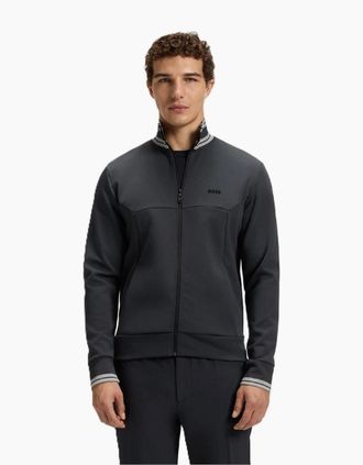 HUGO BOSS Mens Zipped Pocket Ribbed Cuff Full Zipper Track Jacket - Navy - Size: Regular/36