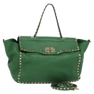Valentino Tweedehands leren handtassen - Dames - Pre-owned - Groen - Maat: ONE Size Leer