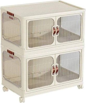 Trade Shop Trade Shop - Scatola Portaoggetti Contenitori Salva Spazio Due Strati Ruote E Coperchio Casa