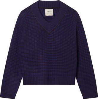 JUMPER 1234 Womens Crop Rick Rack Vee Sweater In Hickory Violet