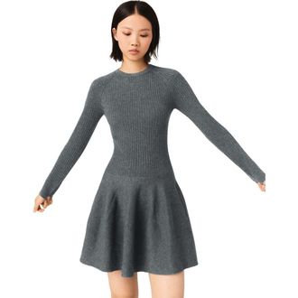 Maje Beaded-collar short knit dress in Grey at Nordstrom, Size 34 Eu